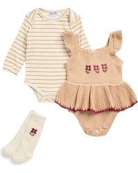 Nicole Miller - Stripe Top, Floral Knit Bodysuit & Socks Set - Lyst