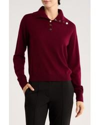 Bruno Magli - Half Button Placket Wool & Cashmere Blend Sweater - Lyst