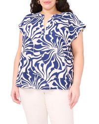 Vince Camuto - Split Neck Cap Sleeve Top - Lyst