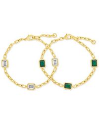 Sterling Forever - Lennox Set Of 2 Cubic Zirconia Station Chain Bracelets - Lyst