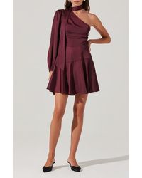 Astr - Satin Scarf One-Shoulder Minidress - Lyst