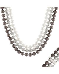 Splendid - Triple Row Shell Pearl Necklace - Lyst