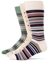 Lorenzo Uomo - Stripe Square Plaid 3-Pack Assorted Crew Socks - Lyst