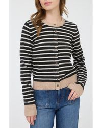 Blu Pepper - Contrast Stripe Knit Cardigan - Lyst