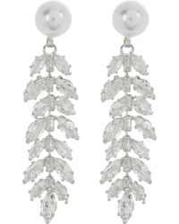 Tasha - Crystal & Imitation Pearl Leaf Drop Earrings - Lyst