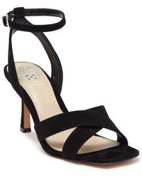 Vince Camuto Endonta Pintucked Leather Stiletto Sandal in Black - Lyst
