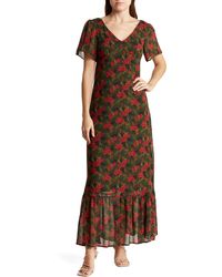 MELLODAY - Floral Short Sleeve Maxi Dress - Lyst