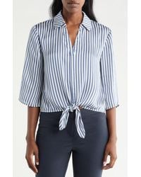 Pleione - Print Tie Front Shirt - Lyst