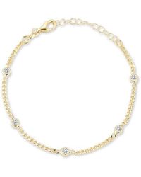 Glaze Jewelry - Cubic Zirconia Station Curb Chain Bracelet - Lyst