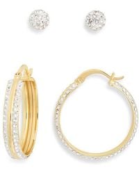 Nordstrom Rack - Set Of 2 Cubic Zirconia Ball & Huggie Hoop Earrings - Lyst