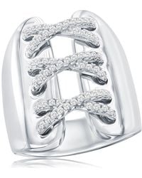 Suzy Levian - Cubic Zirconia Wide Triple Cross Over Ring - Lyst