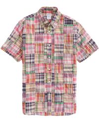Brooks Brothers - Regent Fit Plaid Patchwork Short Sleeve Madras Button-down Shirt - Lyst