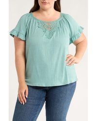 Max Studio - Embellished Yoke Flutter Sleeve Top - Lyst