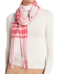 Phenix Cashmere Off Center Plaid Scarf In 024grypk At Nordstrom Rack - Pink