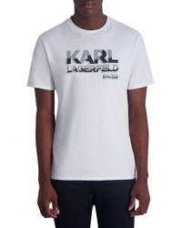 Karl Lagerfeld - Stripe Logo Graphic T-shirt - Lyst