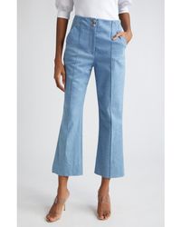 Veronica Beard - Kean Pintuck Denim Flare Leg Pants - Lyst