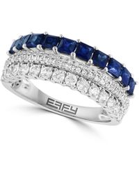 Effy - 14k White Gold Sapphire & Diamond Multiband Ring - Lyst