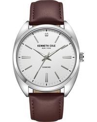 Kenneth Cole - Diamond Dial Leather Strap Watch, 42Mm - Lyst