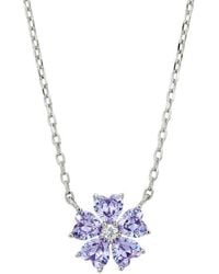 Savvy Cie Jewels - Cubic Zirconia Heart Flower Pendant Necklace - Lyst