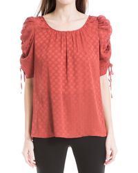 Max Studio - Spot Ruched Sleeve Top - Lyst