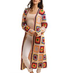 Saachi - Granny Square Crochet Longline Cardigan - Lyst