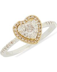 Leith - Two-Tone Cubic Zirconia Heart Ring - Lyst