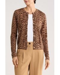 Sofiacashmere - Leopard Print Wool & Cashmere Blend Cardigan - Lyst