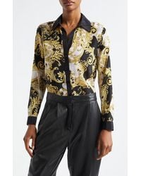 L'Agence - Gio Scroll Print Silk Button-Up Shirt - Lyst
