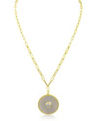 CZ by Kenneth Jay Lane - Medallion Mother Of Pearl & Cz Pendant Necklace - Lyst