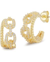 Glaze Jewelry - 14k Gold Vermeil Cz Pavé Hoop Earrings - Lyst