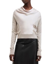 AllSaints - Myra Cowl Neck Mixed Media Wool Sweater - Lyst