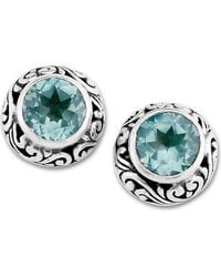 Samuel B. - Round Cut Topaz Stud Earrings - Lyst