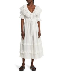 TOPSHOP - Ruffle Puff Sleeve Cotton Dress - Lyst