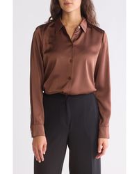 Vince Camuto - Satin Long Sleeve Button-Up Shirt - Lyst