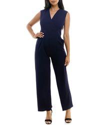 Nina Leonard - Surplice V-Neck Wide Leg Jumpsuit - Lyst