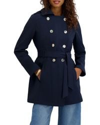 Kensie - Hooded Double Breasted Soft Shell Jacket - Lyst