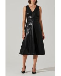 Astr - Omaira Faux Leather Midi Dress - Lyst