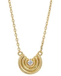 Savvy Cie Jewels - Pleated Disc Cz Pendant Necklace - Lyst