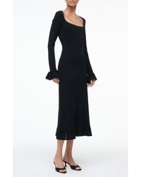 STAUD - Shelley Lace & Ruffle Long Sleeve Midi Dress - Lyst