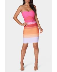 Bebe - Strapless Bandage Dress - Lyst
