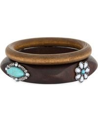 Leith - Set Of 2 Flower Wood Bangles - Lyst