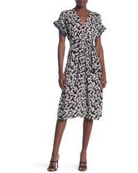 max studio flutter sleeve floral midi dress