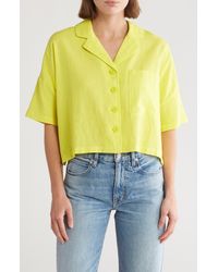 DKNY - Linen Blend Crop Button-up Camp Shirt - Lyst