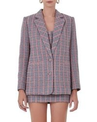 Endless Rose - Plaid Tweed Blazer - Lyst