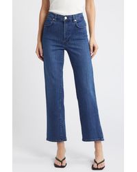FRAME - High Rise Straight Leg Stretch Jeans - Lyst