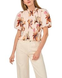 Ted Baker - Smocked Puff Sleeve Cotton Top - Lyst