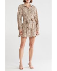 Lush - Leopard Print Long Sleeve Shirtdress - Lyst