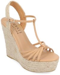 Journee Collection - Yara T-Strap Espadrille Wedge Platform Sandal - Lyst