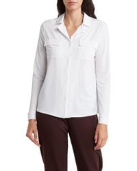 Adrianna Papell - Long Sleeve Button-up Utility Shirt - Lyst