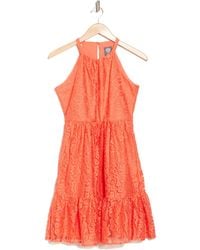 Vince Camuto - Halter Neck Sleeveless Lace Dress - Lyst